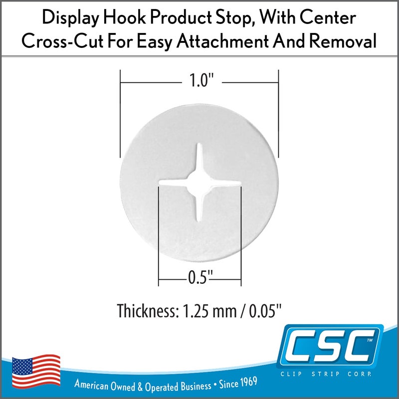 Clip Strip Display Hook Product Stop, 100 Pack, Product Stoppers for Display Hooks, 1" Diameter, Give Display Hooks a Full & Organized Appearance - Image 2